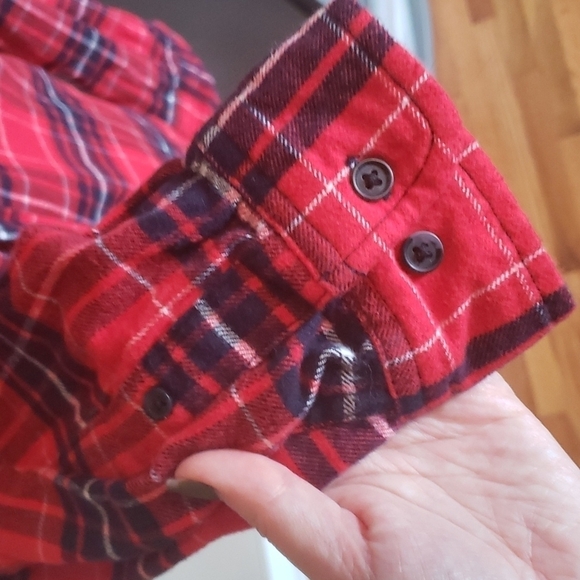 Merona checkered plaid fannel long sleeve button down shirt - Picture 3 of 6